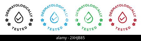 Dermatology tested icon Black line art vector in black and white outline set collection sign Stock Vector