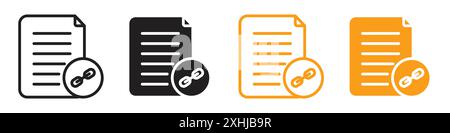 Document link icon Black line art vector in black and white outline set collection sign Stock Vector