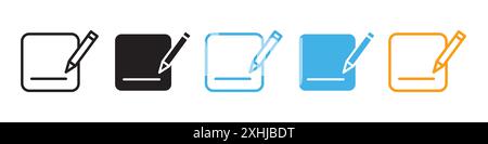 Edit icon Black line art vector in black and white outline set collection sign Stock Vector