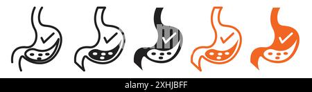 Aids nutrient absorption icon Black line art vector in black and white outline set collection sign Stock Vector