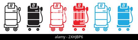 Laser epilation equipment icon Black line art vector in black and white outline set collection sign Stock Vector