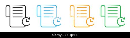 Account history icon Black line art vector in black and white outline set collection sign Stock Vector