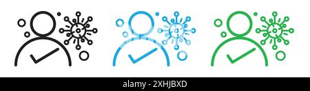 Immune system support icon Black line art vector in black and white outline set collection sign Stock Vector