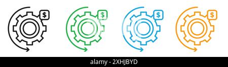Costs optimization icon Black line art vector in black and white outline set collection sign Stock Vector