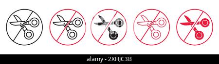 Do not cut icon Black line art vector in black and white outline set collection sign Stock Vector