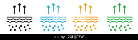Moisture wicking icon Black line art vector in black and white outline set collection sign Stock Vector