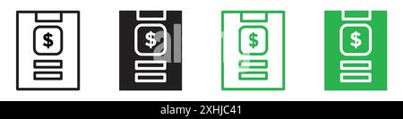 Financial log icon Black line art vector in black and white outline set collection sign Stock Vector
