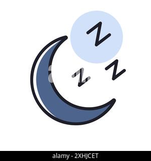 Sleeping time vector icon. Moon clock sign. Graph symbol for fitness and weight loss web site and apps design, logo, app, UI Stock Vector