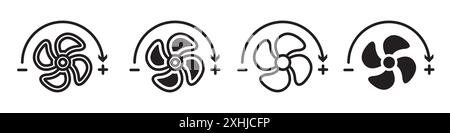 Adjustable speed icon Black line art vector in black and white outline set collection sign Stock Vector