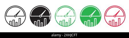 Performance indicator icon Black line art vector in black and white outline set collection sign Stock Vector