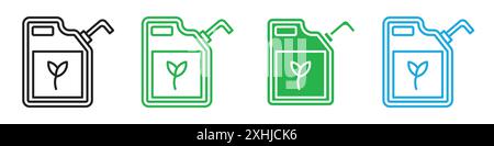 Biofuel icon Black line art vector in black and white outline set collection sign Stock Vector
