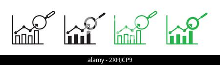 Predictive analytics icon Black line art vector in black and white outline set collection sign Stock Vector