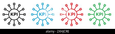 KPI icon Black line art vector in black and white outline set collection sign Stock Vector