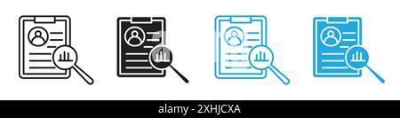 Job analysis icon Black line art vector in black and white outline set collection sign Stock Vector