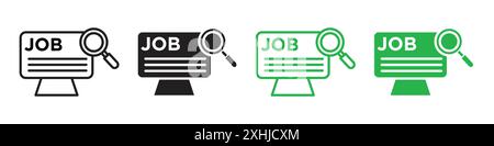 Job portal icon Black line art vector in black and white outline set collection sign Stock Vector