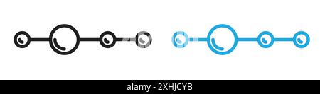 Linear molecular structure icon Black line art vector in black and white outline set collection sign Stock Vector