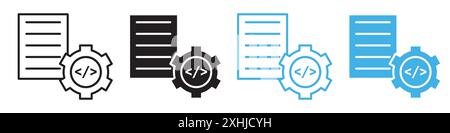 Code optimization icon Black line art vector in black and white outline set collection sign Stock Vector