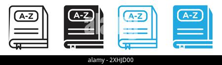 Dictionaries icon Black line art vector in black and white outline set collection sign Stock Vector