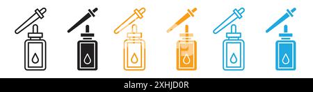 Serum icon Black line art vector in black and white outline set collection sign Stock Vector