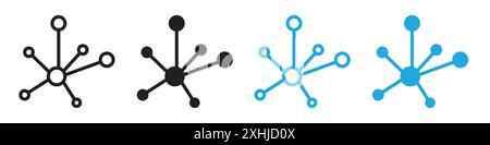 Molecule icon Black line art vector in black and white outline set collection sign Stock Vector