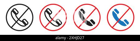 No call sign Black line art vector in black and white outline set collection sign Stock Vector