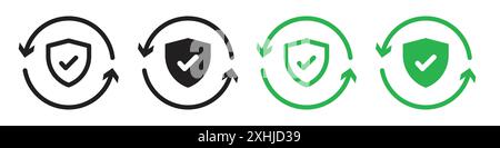 Ensure icon Black line art vector in black and white outline set collection sign Stock Vector