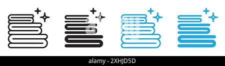 Neat fold clothes icon Black line art vector in black and white outline set collection sign Stock Vector