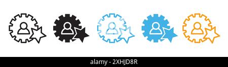 Skills icon Black line art vector in black and white outline set collection sign Stock Vector