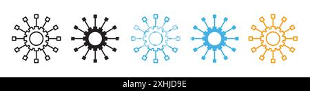 Integration icon Black line art vector in black and white outline set collection sign Stock Vector