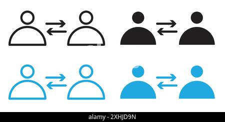 Interpersonal relationship icon Black line art vector in black and white outline set collection sign Stock Vector