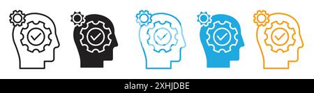 Interpretation icon Black line art vector in black and white outline set collection sign Stock Vector