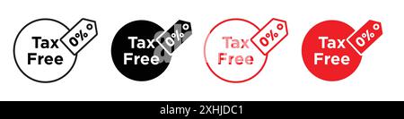 Tax free icon Black line art vector in black and white outline set collection sign Stock Vector