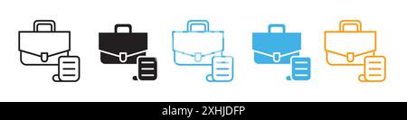 Work history icon Black line art vector in black and white outline set collection sign Stock Vector