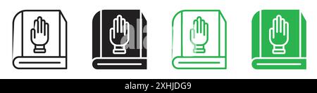 Oath icon Black line art vector in black and white outline set collection sign Stock Vector