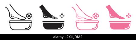 Pedicure icon Black line art vector in black and white outline set collection sign Stock Vector