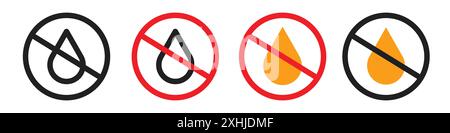 Oil free icon Black line art vector in black and white outline set collection sign Stock Vector