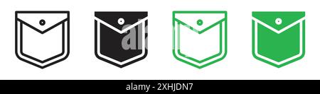 Pocket icon Black line art vector in black and white outline set collection sign Stock Vector