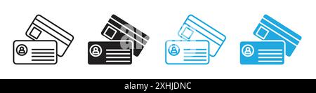 Personal documents icon Black line art vector in black and white outline set collection sign Stock Vector