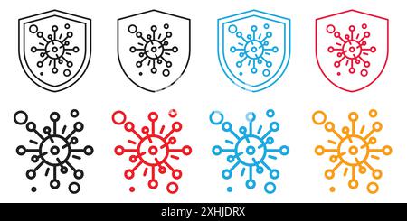 Strengthens immune system icon Black line art vector in black and white outline set collection sign Stock Vector