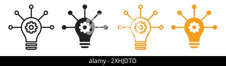 Synthesis of ideas icon Black line art vector in black and white outline set collection sign Stock Vector