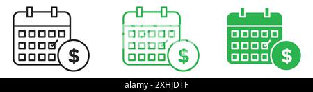 Salary day icon Black line art vector in black and white outline set collection sign Stock Vector