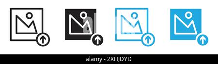 Upload photo icon Black line art vector in black and white outline set collection sign Stock Vector