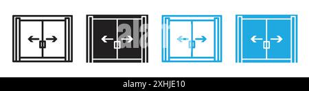 Sliding door icon Black line art vector in black and white outline set collection sign Stock Vector