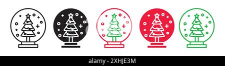Snow globe icon Black line art vector in black and white outline set collection sign Stock Vector