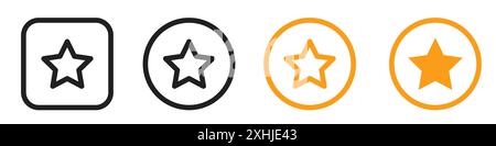 Star favorite icon Black line art vector in black and white outline set collection sign Stock Vector