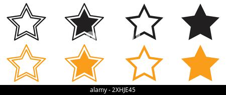 Star icon Black line art vector in black and white outline set collection sign Stock Vector