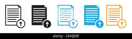 Update document icon Black line art vector in black and white outline set collection sign Stock Vector