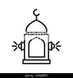 Adzan icon Black line art vector in black and white outline set collection sign Stock Vector