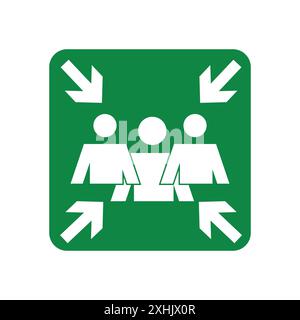 Assembly point icon Black line art vector in black and white outline set collection sign Stock Vector