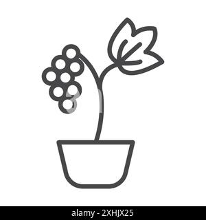 Berry shrubs and vines icon Black line art vector in black and white outline set collection sign Stock Vector